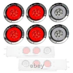 30 Stainless Steel 4 Red 2 White 30 LED Tail Light Bar for Semi Truck Trailer