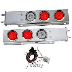 30 Stainless Steel Mudflap Hanger Bar 4 Red 2 White 30LED Tail Light Semi Truck