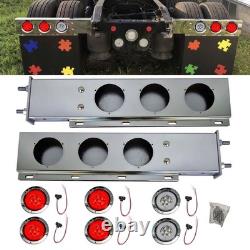 30 Stainless Steel Mudflap Hanger Bar 4 Red 2 White 30LED Tail Light Semi Truck