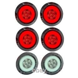 30 Stainless Steel Mudflap Hanger Bar 4 Red 2 White 30LED Tail Light Semi Truck