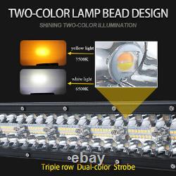 32 1850w Amber White Strobe Led Light Bar Combo Beam Offroad Driving 4wd Truck