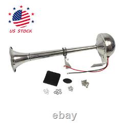 390mm STAINLESS STEEL SINGLE TRUMPET ELECTRIC HORN MARINE TRUCK CAR BOAT 12V