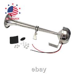390mm STAINLESS STEEL SINGLE TRUMPET ELECTRIC HORN MARINE TRUCK CAR BOAT 12V