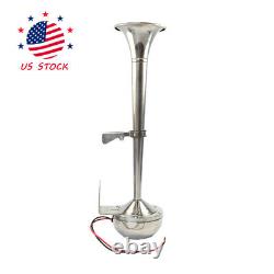 390mm STAINLESS STEEL SINGLE TRUMPET ELECTRIC HORN MARINE TRUCK CAR BOAT 12V
