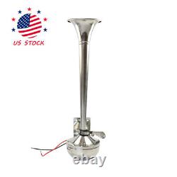 390mm STAINLESS STEEL SINGLE TRUMPET ELECTRIC HORN MARINE TRUCK CAR BOAT 12V
