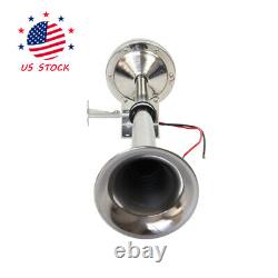 390mm STAINLESS STEEL SINGLE TRUMPET ELECTRIC HORN MARINE TRUCK CAR BOAT 12V
