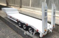3 Axle 1000mm Full Stainless Steel LowBoy Trailer for Tamiya 1/14 Tractor Truck