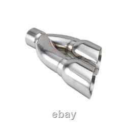 3 ID 4 OD 16 Long Dual Slant Angle Stainless Steel Exhaust Tip For truck Car