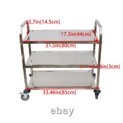 3 Layers Stainless Steel Kitchen Restaurant Utility Cart Hand Truck High Quality