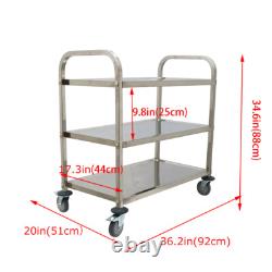 3 Layers Stainless Steel Kitchen Restaurant Utility Cart Hand Truck High Quality