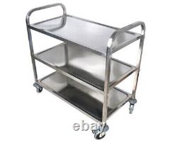 3-Shelf Stainless Steel Kitchen Restaurant Utility Cart Hand Truck High Quality