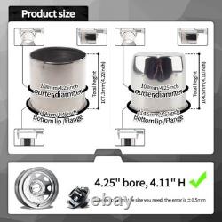4Pcs 4.25 Stainless Steel Trailer Wheel Center Caps for Truck SUV RV Chrome H