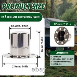 4 Pcs 4.9 Push Through Wheel Center Caps for Truck Trailer Stainless Steel
