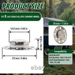 4 Pcs 4.9 Push Through Wheel Center Caps for Truck Trailer Stainless Steel