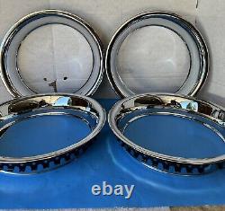 (4) STAINLESS TRIPLE CHROME PLATED BEAUTY RINGS 15x8 RALLY WHEELS, 71-82 TRUCKS