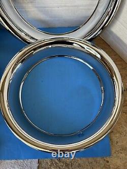 (4) STAINLESS TRIPLE CHROME PLATED BEAUTY RINGS 15x8 RALLY WHEELS, 71-82 TRUCKS