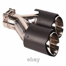 63mm Inlet 89mm Outlet Universal Dual Exhaust Pipe Tail Muffler Tip Carbon Fiber
