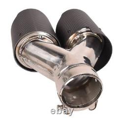 63mm Inlet 89mm Outlet Universal Dual Exhaust Pipe Tail Muffler Tip Carbon Fiber