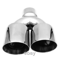 73mm Double Outlet Truck Exhaust Pipe Tip Tail Throat Stainless Steel Universal