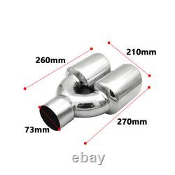 73mm Double Outlet Truck Exhaust Pipe Tip Tail Throat Stainless Steel Universal