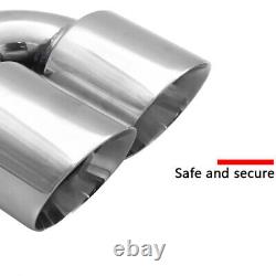 73mm Double Outlet Truck Exhaust Pipe Tip Tail Throat Stainless Steel Universal