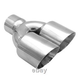 73mm Double Outlet Truck Exhaust Pipe Tip Tail Throat Stainless Steel Universal