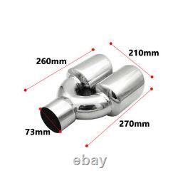 73mm Inlet Dual Exhaust Tip Universal Car Truck Stainless Steel Exhaust Tailpipe