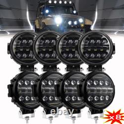 7inch Round LED Pods Work Light Bar DRL Off Road Driving Fog Headlight Truck 4WD