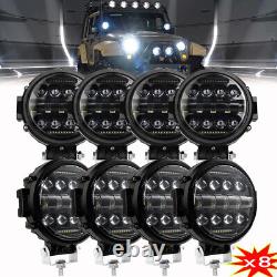 7inch Round LED Pods Work Light Bar DRL Off Road Driving Fog Headlight Truck 4WD