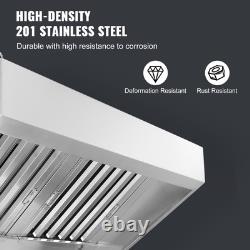 8' FT Commercial Exhaust Hood Food Truck Concession Trailer Hood Stainless Steel
