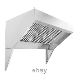 8' FT Commercial Exhaust Hood Food Truck Concession Trailer Hood Stainless Steel