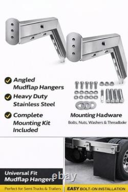Angled Spring Loaded Mud Flap Hanger Kit Universal Semi-Truck (Stainless Steel)