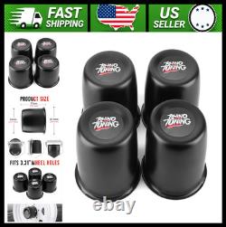 Black Stainless Steel Push Through Wheel Center Caps for Trailer Truck RV SUV