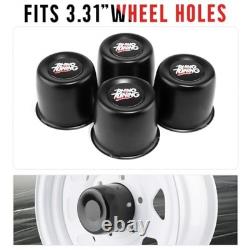 Black Stainless Steel Push Through Wheel Center Caps for Trailer Truck RV SUV