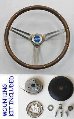 Blazer C10 C20 C30 Truck Grant Wood Steering Wheel 15 Blue Bowtie Center Cap