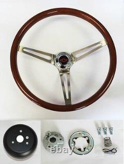 Blazer C10 C20 C30 Truck High Gloss Wood Steering Wheel SS Spokes Red/Black 15