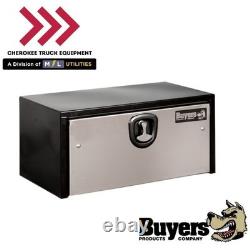 Buyers Products 1703703, 14x16x30 Black Steel Truck Box with Stainless Door