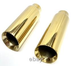Car Truck Exhaust Tip Stainless Steel Muffler Pipe 2.5ID x 4OD x 12L GOLDEN