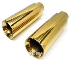 Car Truck Exhaust Tip Stainless Steel Muffler Pipe 2.5ID x 4OD x 12L GOLDEN
