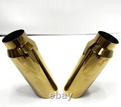 Car Truck Exhaust Tip Stainless Steel Muffler Pipe 2.5ID x 4OD x 12L GOLDEN