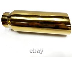 Car Truck Exhaust Tip Stainless Steel Muffler Pipe 2.5ID x 4OD x 12L GOLDEN