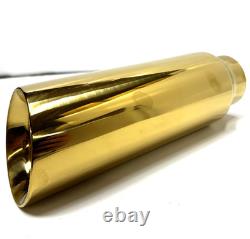 Car Truck Exhaust Tip Stainless Steel Muffler Pipe 2.5ID x 4OD x 12L GOLDEN
