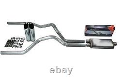 Chevy GMC 1500 Truck 96-99 2.5 Dual Exhaust Flow II Stainless Muffler Slash Tip