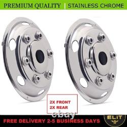Chrome 16 Universal Front Rear Twin Wheel To Fit For Transit truck