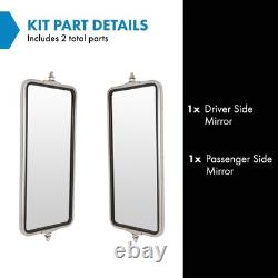 Driver & Passenger 16x7 Stainless Steel Truck Mirrors Fits Multiple Models