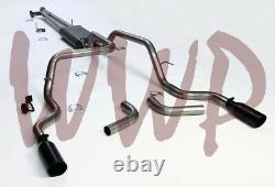 Dual Stainless Cat Back Exhaust System & Black Tips 07-09 Toyota Tundra 5.7L V8