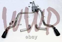 Dual Stainless Cat Back Exhaust System & Black Tips 07-09 Toyota Tundra 5.7L V8