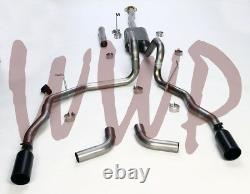 Dual Stainless Cat Back Exhaust /W Black Tips 11-14 Ford F150 3.5L V6 Eco Boost