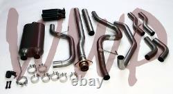 Dual Stainless Cat Back Exhaust /W Black Tips 11-14 Ford F150 3.5L V6 Eco Boost