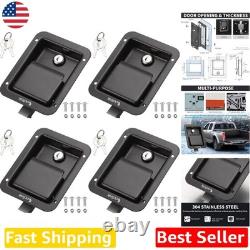 Durable Black Truck Bed Toolbox Locks 4PC Stainless Steel Paddle Handle Kit